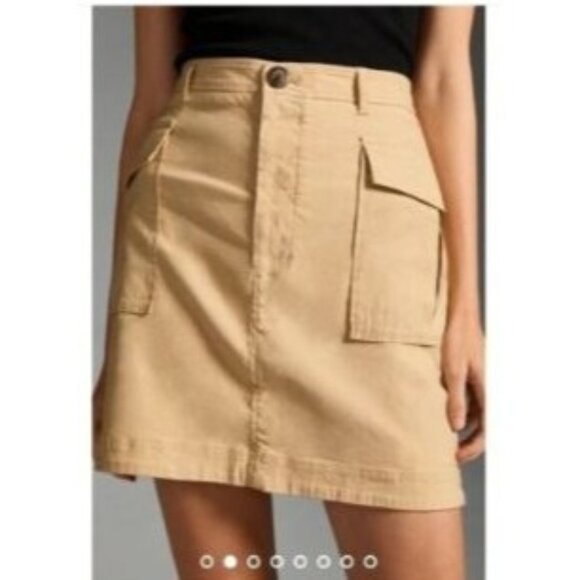 Maeve By Anthropologie Tan Cargo Skirt size XL X-Large Linen Blend  Pockets - Picture 2 of 8